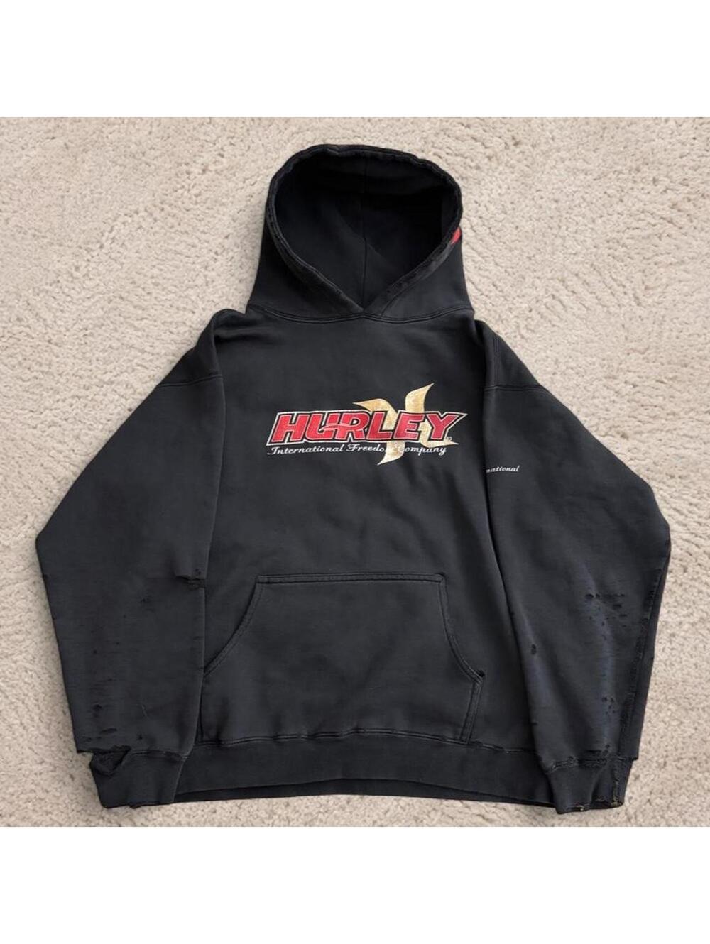 distressed Hurley surf black hoodie